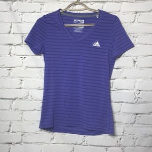 Adidas Striped Ultimate V neck tee shirt